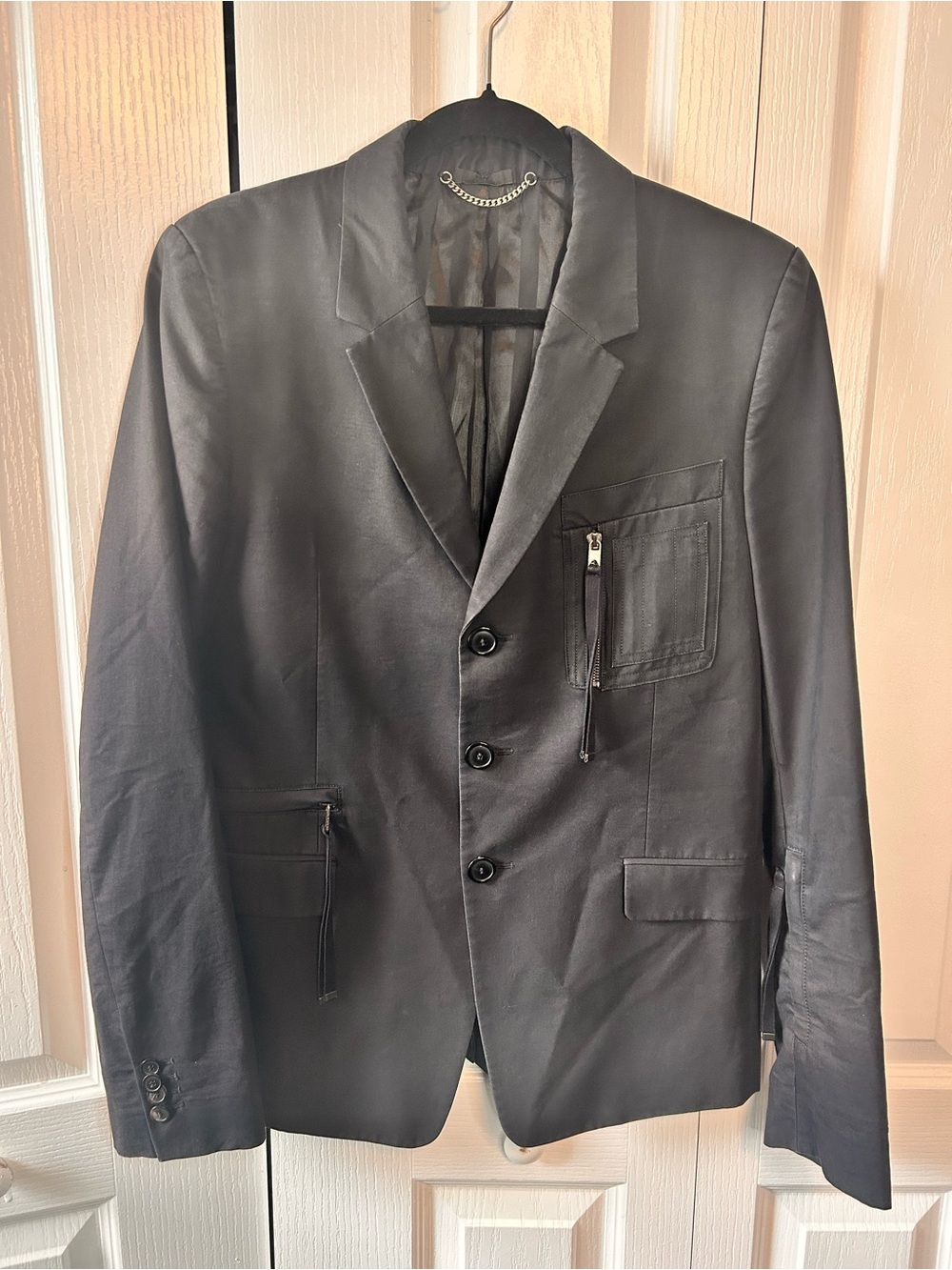 Diesel Black Gold Men's 50 Wool Blend Sport Blazer Zipper Chest Pocket Authentic